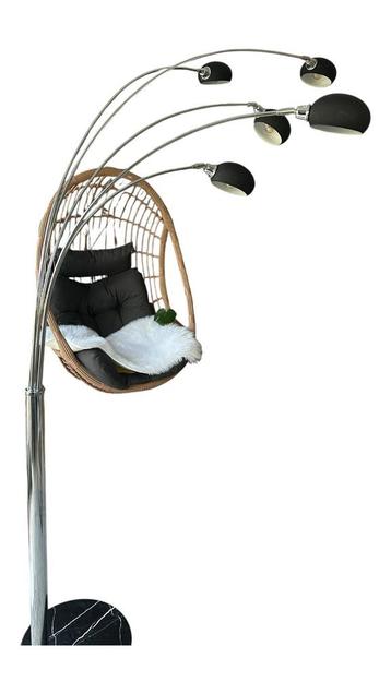 5 armige retro booglamp zwart met chroom beschikbaar voor biedingen
