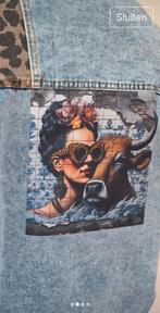 Frida Kahlo panterprint ossekop stier dames spijkerjasje,, Blauw, Maat 42/44 (L), Nieuw, Ophalen of Verzenden