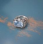 925 Zilveren Art Deco ring met Aquamarijn, Sieraden, Tassen en Uiterlijk, Ringen, 18 tot 19, Blauw, Ophalen of Verzenden, Dame