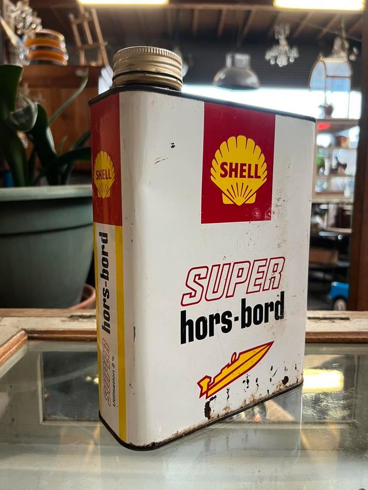 Shell Super Hors Bord olieblik, speedboat., Verzamelen, Merken en Reclamevoorwerpen, Gebruikt, Verpakking, Ophalen of Verzenden