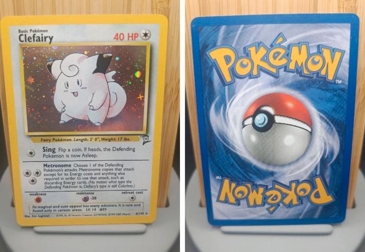 Clefairy Holo 6/130 Base Set 2 - Pokemon Kaart, Hobby en Vrije tijd, Verzamelkaartspellen | Pokémon, Zo goed als nieuw, Losse kaart