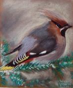 Schilderij van pestvogel, pastelkrijt, Ophalen of Verzenden