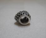 Pandora zilveren hart bedel zwarte zirkonia's nr.1075, Verzenden, Pandora, Zo goed als nieuw, 1 bedel