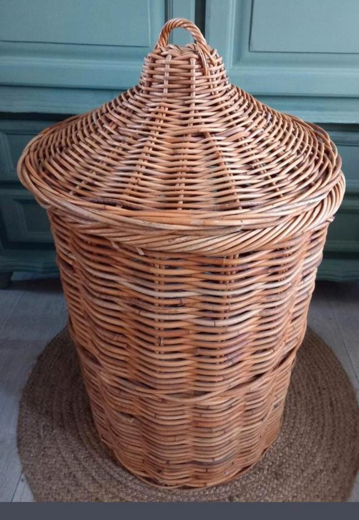 Rieten wasmand zware kwaliteit, Huis en Inrichting, Woonaccessoires | Schalen en Manden, Zo goed als nieuw, Rond, Riet, Ophalen of Verzenden