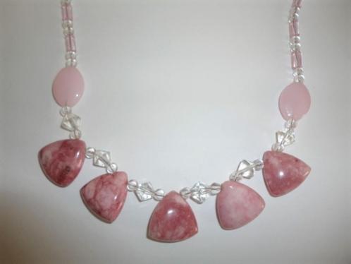 Nieuw Rhodonite Edelsteen Ketting 46cm, Sieraden, Tassen en Uiterlijk, Kettingen, Nieuw, Overige materialen, Roze, Met edelsteen