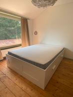 Ikea Brimnes 140x200 bed vesteröy matras, Ophalen, Gebruikt, Wit, Tweepersoons