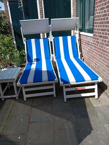 Strandstroelen ligstoelen 2x beukenhout beschikbaar voor biedingen