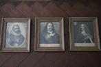 Drie ingelijste gravures Nederlandse zeehelden (19e eeuw), Antiek en Kunst, Kunst | Etsen en Gravures, Ophalen of Verzenden
