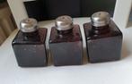 Set van 3 Vierkante Bruine Glazen Olielampen Decoratie, Overige materialen, Bruin, Ophalen of Verzenden, Zo goed als nieuw