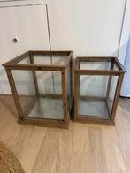 Mooie houten stolpen, lantaarns, vitrines met glas, Huis en Inrichting, Ophalen, Zo goed als nieuw