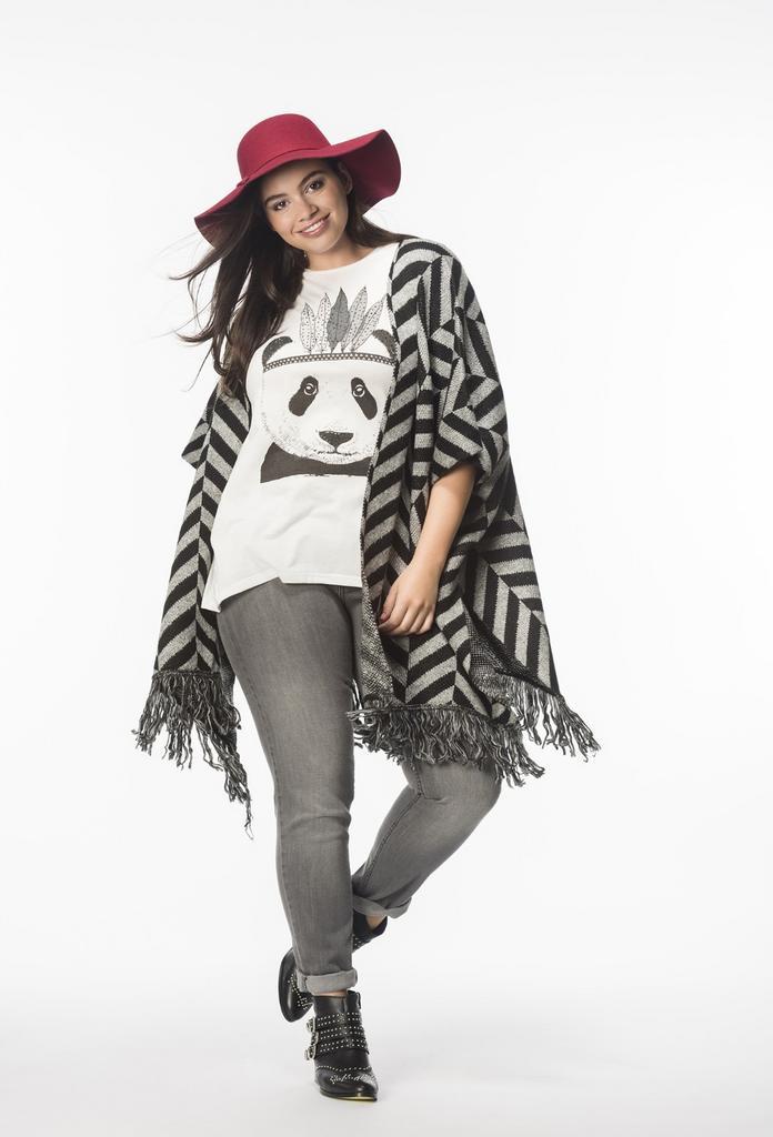 Poncho / vest XXL zwart/grijs Belloya, Kleding | Dames, Grote Maten, Zo goed als nieuw, Trui of Vest, Zwart, Ophalen of Verzenden