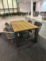 Teak tuinset met aluminium poten en 4 stoelen, Tuin en Terras, Tuinsets en Loungesets, Ophalen, 4 zitplaatsen, Gebruikt, Eettafel