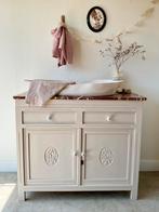 Vintage commode, natuurstenen blad, marmer, porseleinen knop, Ophalen, Gebruikt, 50 tot 70 cm, 100 cm of meer