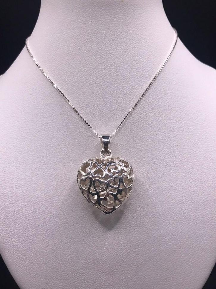 Ketting met Hartje Hanger 925 Sterling Zilver, Sieraden, Tassen en Uiterlijk, Kettinghangers, Nieuw, Zilver, Zilver, Hart, Ophalen of Verzenden