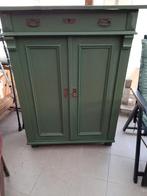 Oude massieve Brocante groene kast, Ophalen, Gebruikt, 25 tot 50 cm, 100 tot 150 cm