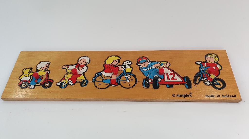 Simplex, vintage houten puzzel, puzzeltje. 4C9, Antiek en Kunst, Antiek | Speelgoed, Ophalen of Verzenden