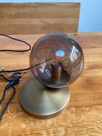 Gouden tafellamp met zwart glas, Ophalen of Verzenden, Gebruikt, Glas, Minder dan 50 cm