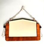 Amsterdamse school facet spiegel met klosjes en coromandel h, Verzenden, Rechthoekig, Minder dan 50 cm