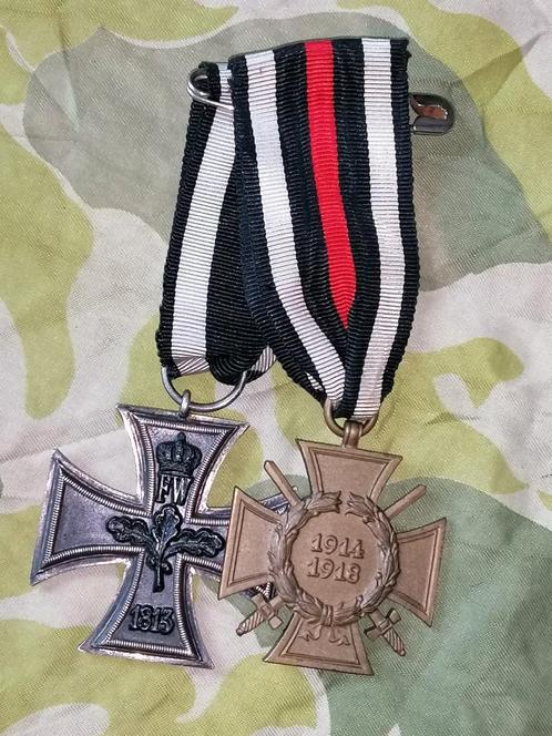 WO1 set medailles Duits EK2 en hindenburg gemerkt, Verzamelen, Militaria | Tweede Wereldoorlog, Landmacht, Lintje, Medaille of Wings