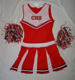 Leuk rood/wit CHEERLEADER jurk + pompoms, Carnaval, Zo goed als nieuw, Kleding, Ophalen