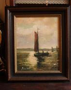 Antiek Olieverf Schilderij op Doek/Decor Vissersboot, Ophalen of Verzenden