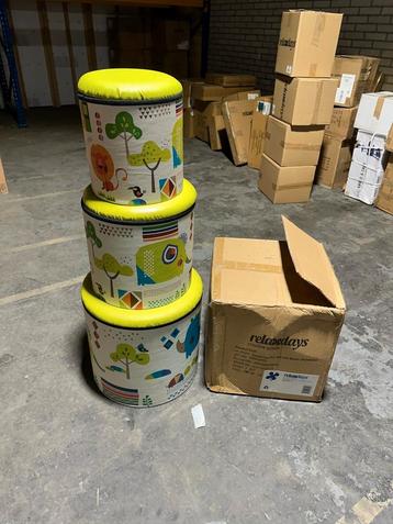 Relaxdays Kinder Poefjes - Set van 3 beschikbaar voor biedingen