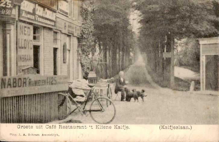? - Kalfjeslaan - Café, Verzamelen, Ansichtkaarten | Nederland, Gelopen, Noord-Holland, Voor 1920, Ophalen of Verzenden