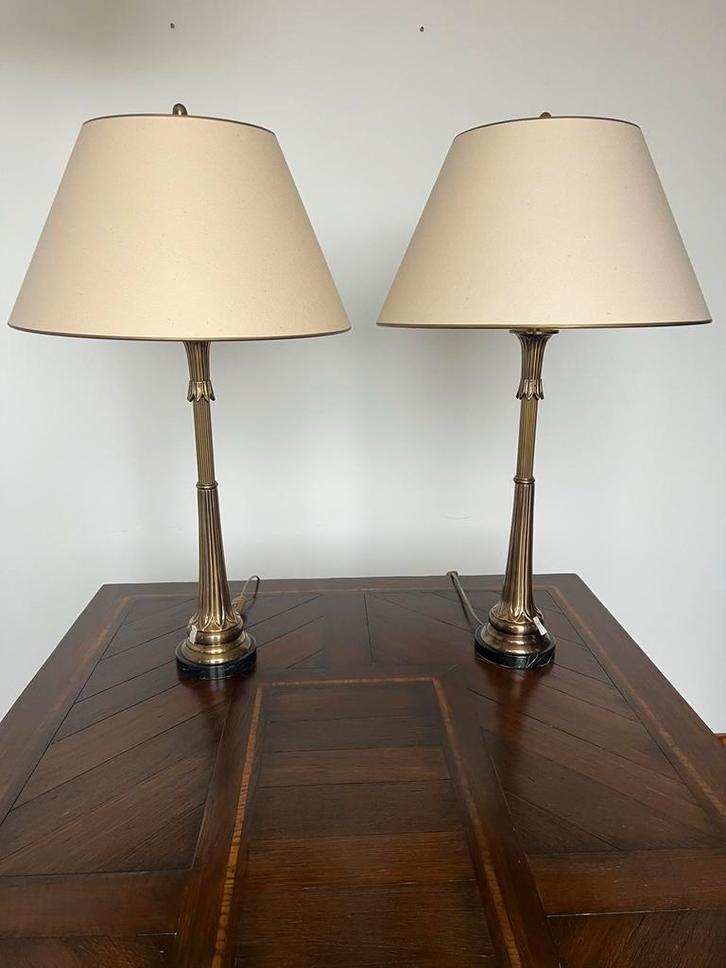 2 Bronskleurige Lampen met Crème Kappen (alleen deze week), Muziek en Instrumenten, Orgels, Gebruikt, Overige typen, 2 klavieren