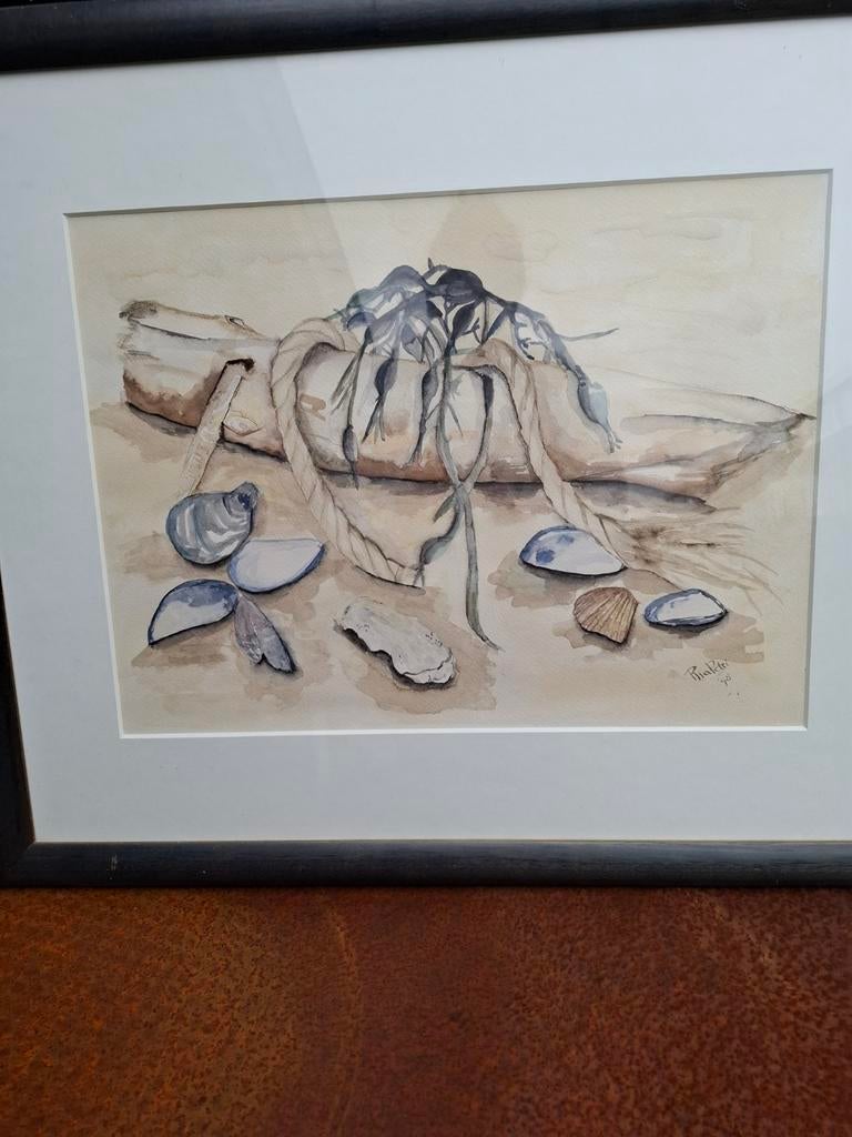 Aquarel Schilderij Strandstilleven, Ophalen