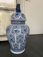 Chinese vaas porselein groot xxl chinees blauw wit kleur, Verburgt Vintage, 50 tot 75 cm, Blauw, Aardewerk of Porselein