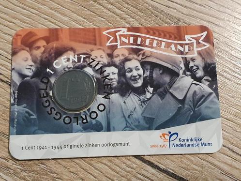 75 jaar Bevrijding 2020 in Coincard Zinken 1 Guldencent 1942, Postzegels en Munten, Munten | Nederland, Setje, 1 cent, Koningin Wilhelmina