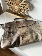 Furla schoudertas groen crocoprint  leer groot model, Ophalen of Verzenden, Zo goed als nieuw, Groen, Schoudertasje