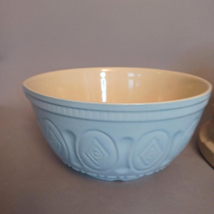 Vintage Engelse beslag kom / mixing bowl blauw pastel, Antiek en Kunst, Antiek | Servies los, Ophalen of Verzenden