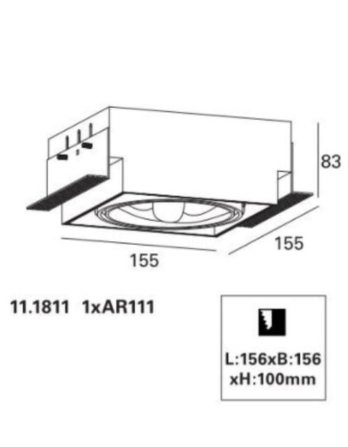 Maretti trimless frame zwart nieuw AR111 9 stuks., Huis en Inrichting, Lampen | Spots, Nieuw, Ophalen of Verzenden