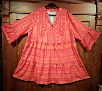 Boho tuniekjurk fel roze oranje 48/52 beschikbaar voor biedingen