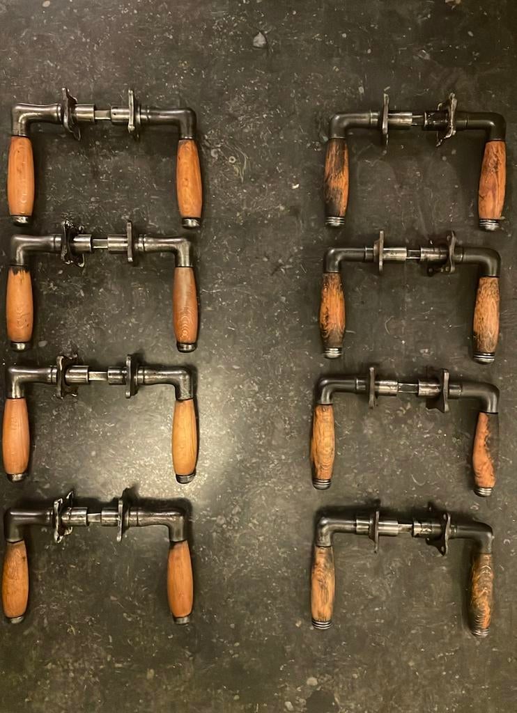 8x set Deurklinken TONmodel Hout & Ijzer Jaren ‘30 metallco, Ophalen of Verzenden