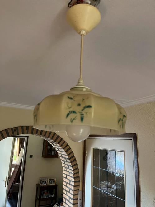 Brocante Porseleinen Hanglamp met Bloemmotiefje, Antiek en Kunst, Antiek | Lampen, Ophalen of Verzenden