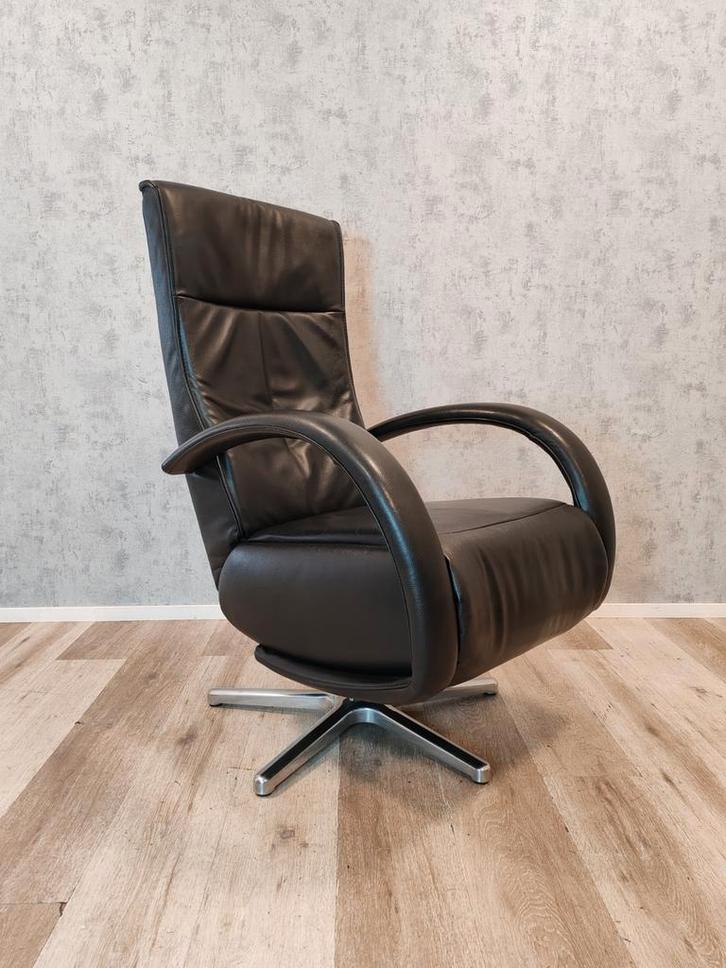 De Toekomst leren design relax fauteuil handmatig, Huis en Inrichting, Fauteuils, Zo goed als nieuw, Leer, 50 tot 75 cm, Ophalen of Verzenden