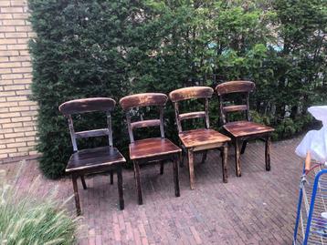 Stoelen 4 stuks hout  keukenstoel moet weg  beschikbaar voor biedingen