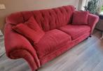 Rood fluwelen 3 zits-bank type Chesterfield, Gebruikt, Romantisch, klassiek, Driepersoons, 75 tot 100 cm