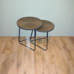 Set van 2 ronde industrieel bijzettafeltjes., Minder dan 55 cm, Rond, Zo goed als nieuw, Ophalen
