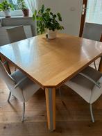 Houten Eettafel met Stoelen, Huis en Inrichting, Tafels | Eettafels, Ophalen, Gebruikt, 100 tot 150 cm, Design