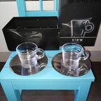 2 Nespresso View Espresso kop met schotels, Huis en Inrichting, Keuken | Servies, Ophalen, Gebruikt, Glas, Overige stijlen