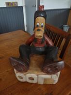 Massief hout houten beeld van goofy 33 cm hoog en 25 x 25 cm, Verzamelen, Gebruikt, Ophalen of Verzenden