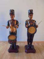 Antiek grote houten beelden Trommelaars Leger Mancave Toneel, Antiek en Kunst, Ophalen