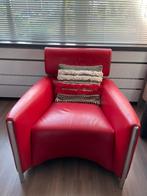 Leolux Goncharov. Designer fauteuil, rood ( INCL. Kussen), Designer vintage, Leer, Ophalen of Verzenden, 75 tot 100 cm