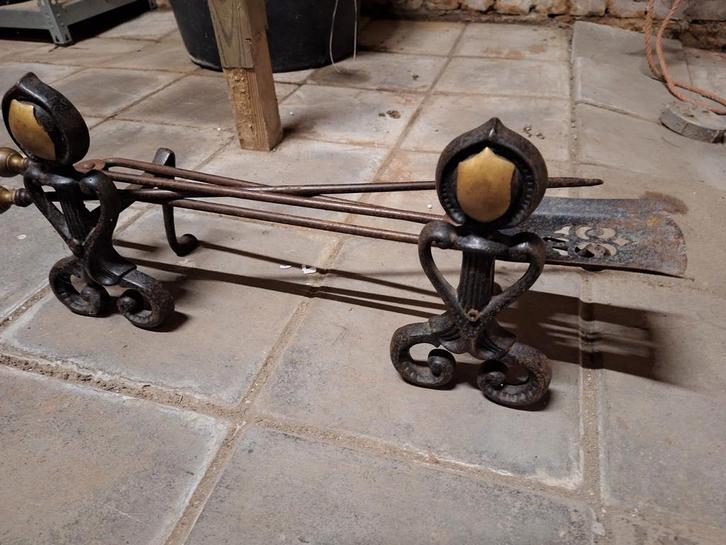Antieke Haardstel met Accessoires, Huis en Inrichting, Haarden, Gebruikt, Houthaard, Ophalen of Verzenden