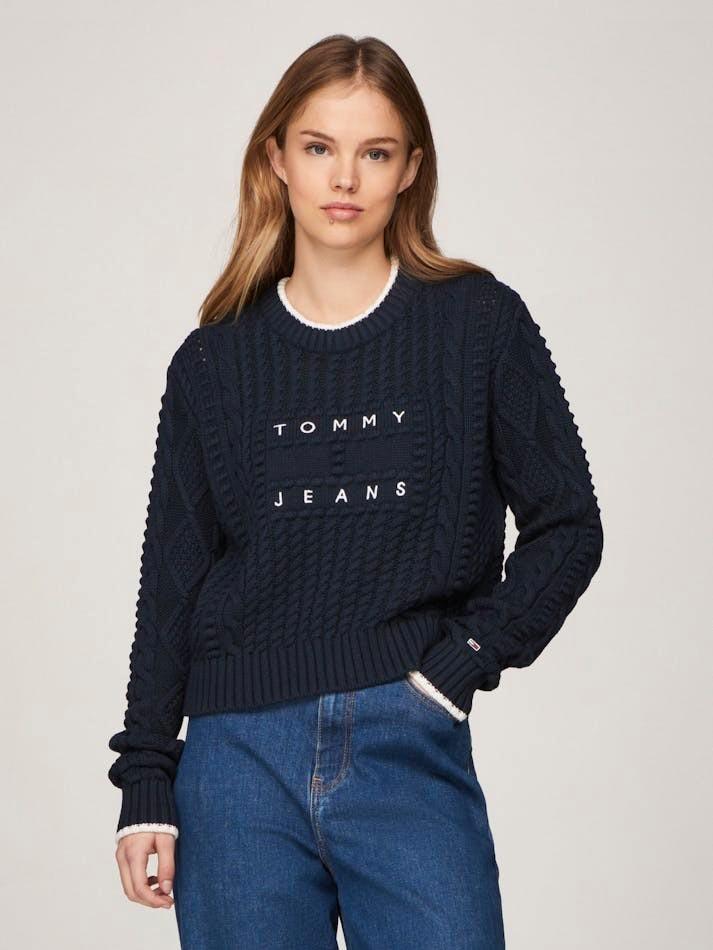 Tommy hilfiger kabelgebreide trui 
Nieuw, Kleding | Dames, Truien en Vesten, Nieuw, Maat 36 (S), Blauw, Ophalen of Verzenden