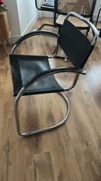 Vintage Mies van der Rohe Stijl Stoel, Gebruikt, Zwart, Ophalen of Verzenden, Metaal