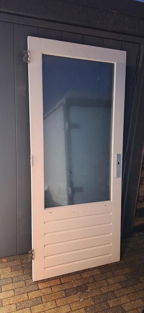 Hardhouten buitendeur, Doe-het-zelf en Verbouw, Deuren en Horren, Gebruikt, Buitendeur, 200 tot 215 cm, Glas, Ophalen